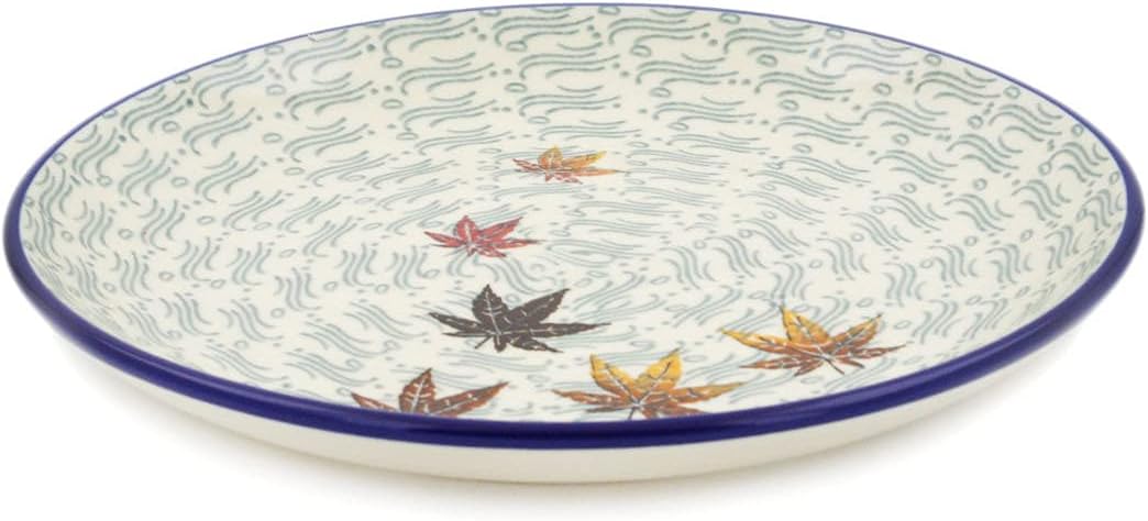 Polmedia Polish Pottery Dessert Plate - Autumn Breeze Pattern Handmade in Boleslawiec Poland by Ceramika Artystyczna + Certificate of Authenticity