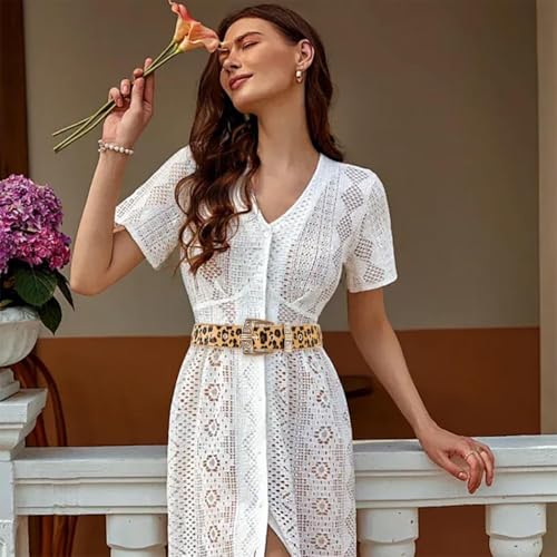 Leopard Print Belt Gold Buckle Waist Belt Western Leather Belt Ladies Belts for Jeans Pants Dresses4