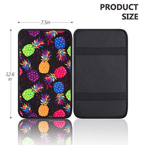 YR Vehicle Center Console Armrest Cover Pad, Universal Fit Soft Comfort Center Console Armrest Cushion for Car, Stylish Pattern Design Car Armrest Cover, Pineapple - Thumbnail 2