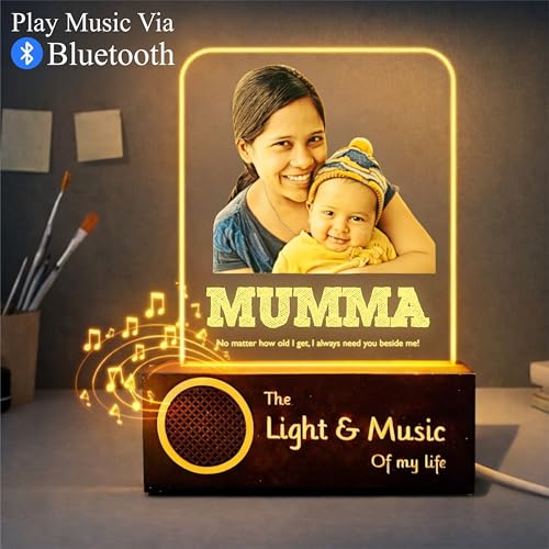Image of ZOCI VOCI Mothers Day Gifts - Customised Gift for Mom - Eternal Need Personalized Engraved Lamps, Unique & Creative Gifting Ideas for Mummy (Warm Light + BT Speaker, Colorful HD UV Print)