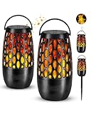 2 Pack Outdoor Bluetooth Speakers,Waterproof Speakers with Stake & Hook,Sync Up to 100 Speakers,Torch Lantern for Patio Pool Party,Gifts for Men