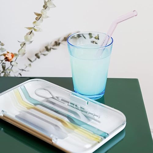 Miniatura 10 de SOMA Juego de pajitas de vidrio con estuche y herramienta de limpieza, juego de 4, transparente