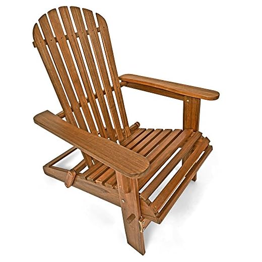 Deuba Tumbona Adirondack de Madera de Acacia Plegable reposabrazos Redondeados Silla de Madera para jardín balcón terraza