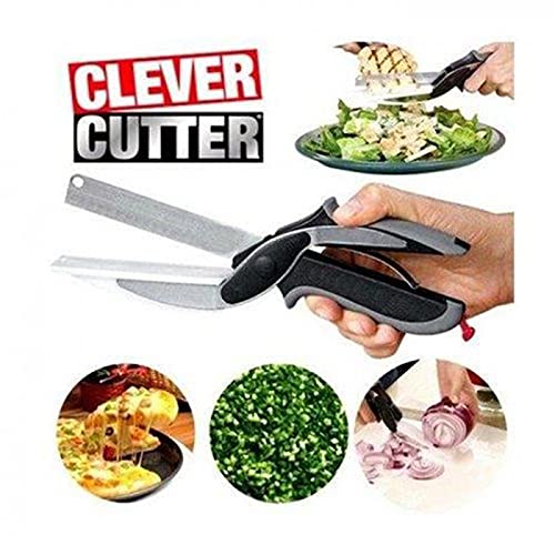 tesoura cortar legumes verduras tabua de corte picar fatiar 2 em 1 frutas clever cutter