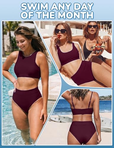 Image of Period Swimwear for Teens Women High Waisted Swimsuit Bikini Bottoms Menstrual Swim Bottoms Tankini Bathing Suit