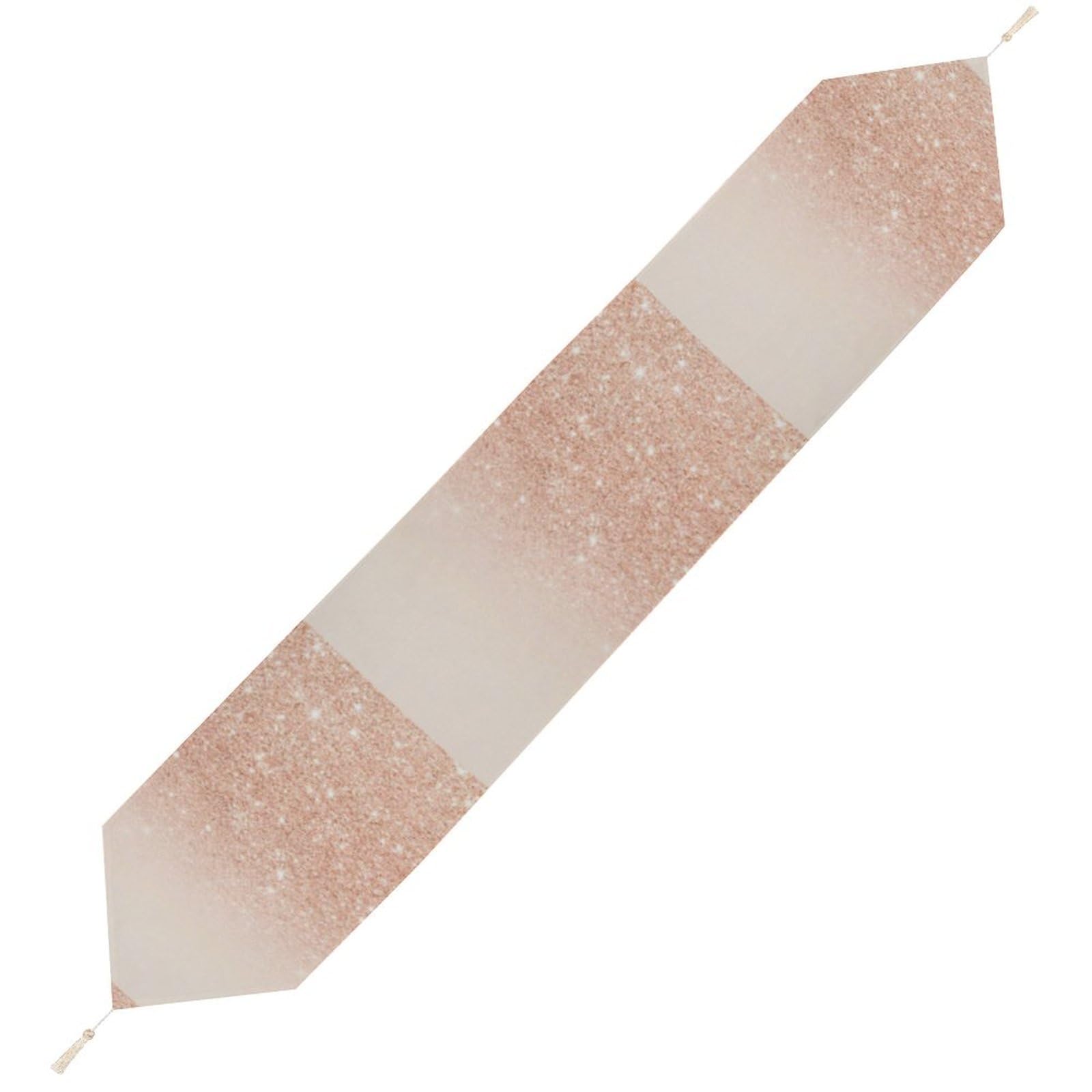 JZemdybill 200*33cm Table Runner with Tassel, Rose Gold Faux Glitter Table Runner, Table Decoration for Kitchen, Party, Restaurant