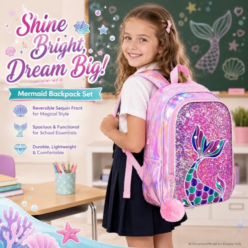 Image of 16 inch Backpack for Girls Boys 4-8, 3Pcs Kids Bookbag Set with Lunch Box, School Bag for Preschool Kindergarten