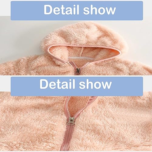 Kids Fleece Sweatshirt Jacket Winter Autumn Warm Zipper Coat with Hooded for Children (Pink, 6-7 Years)4