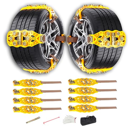 Cadenas De Nieve para Jeep Compass, Cadenas Para Nieve Antideslizantes, Con Correas Ajustables Y Clavos Reforzados TraccióN Segura En Nieve Y Arena Durabilidad,B-Yellow-8pcs