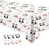 HIPVVILD Panda Party Tablecloth Decorations & Supplies - Disposable Panda Birthday Table Cover Girl, Panda Baby Shower Table Cloth Decorations, Panda Theme Table Decorations - 4 Pack (54in x 108in)