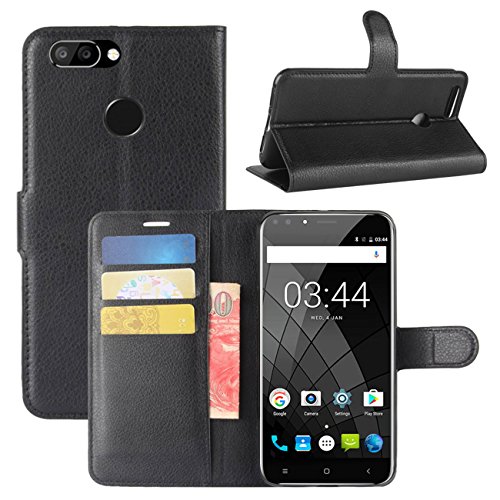 Huawei P Smart Case, Huawei Enjoy 7S Case, Fettion Premium PU Leather Wallet Flip Phone Protective Case Cover with Card Slots for Huawei Enjoy 7S / Huawei P Smart Smartphone (Black)