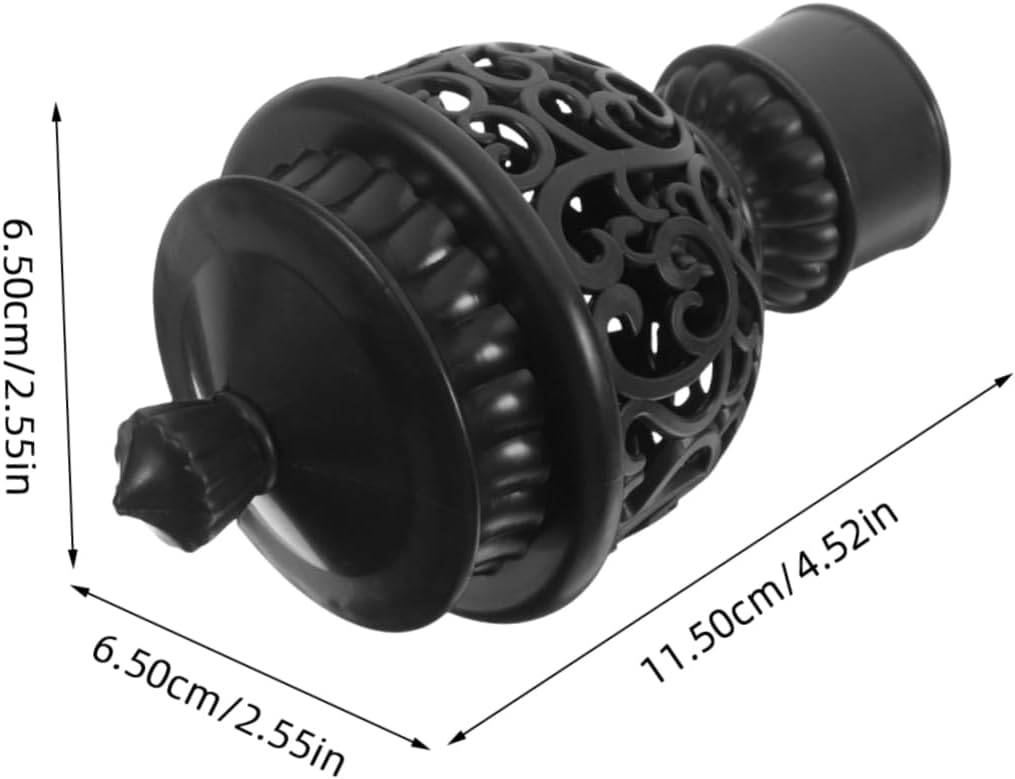 MAGICLULU 12pcs Decorative Curtain Rod End Caps Plastic Drapery Pole Finials Black Hollow Design for Window Treatment Replacement Accessories for Home Decor