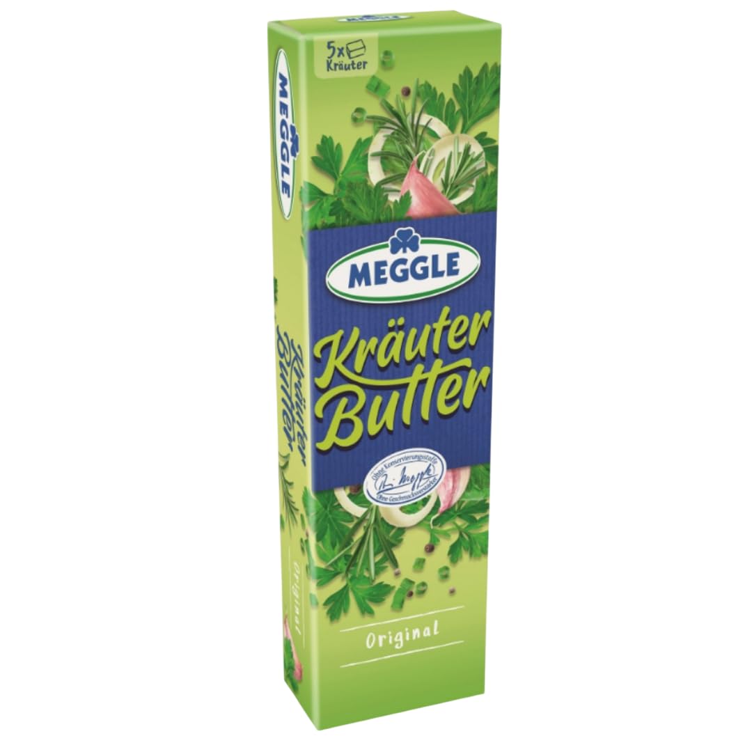 MEEGLLE Kräuter‑Butter Original – 5 × 20 g Portionspäckchen | Streichfähig & aromatisch, 4 Er