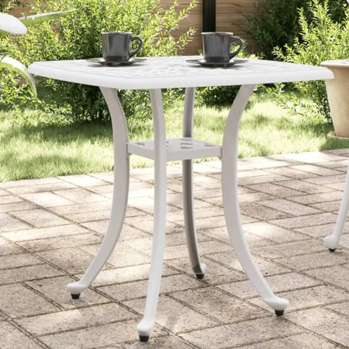 Mesa de exterior de diseño elegante en aluminio fundido color blanco 2