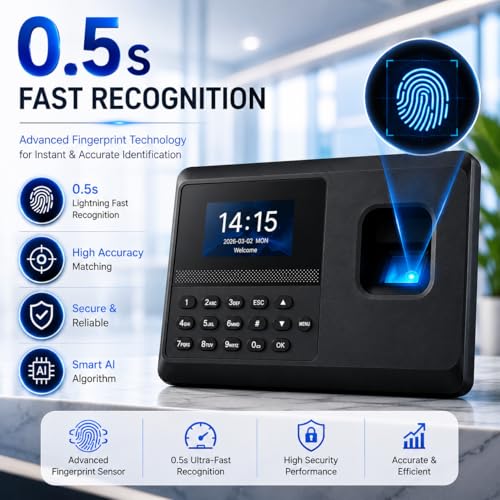 Image of CBK Smart Biometric Attendance Machine - Fingerprint Recognition, USB Backup, Digital Display for Office and School Use (1 Year Warranty)