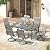 VICLLAX 7 Pieces Patio Furniture Dining Set, 6 Textile Swivel Dining Chairs, 63" Outdoor Rectangle Metal Table with Umbrella Hole, Outdoor Dining Set for Porch, Lawn, Garden, Dark Grey/Grey