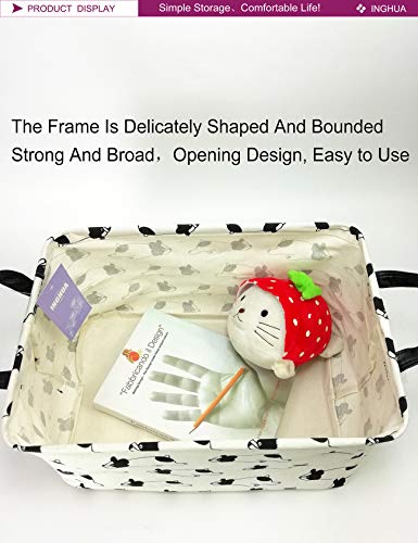 Image of Rectangular Storage Basket Fabric Organizer Bin for Toys,Books,Clothes,Gifts,Pets-Perfect for Home,Office,Nursery,Dorm,Shelf(Rec-Bulldog)