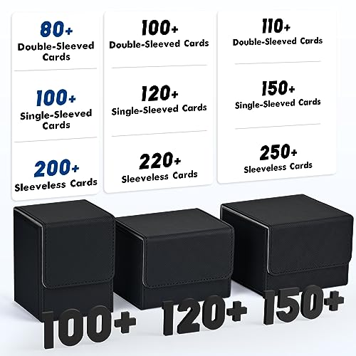 Image of ZLCA Card Deck Box for MTG, Yugioh Deck Case Holds 100+ Single Sleeved Cards, PU Leather Magnetic Storage Box Fits for CCG TCG Sport Card (Black& Purple)