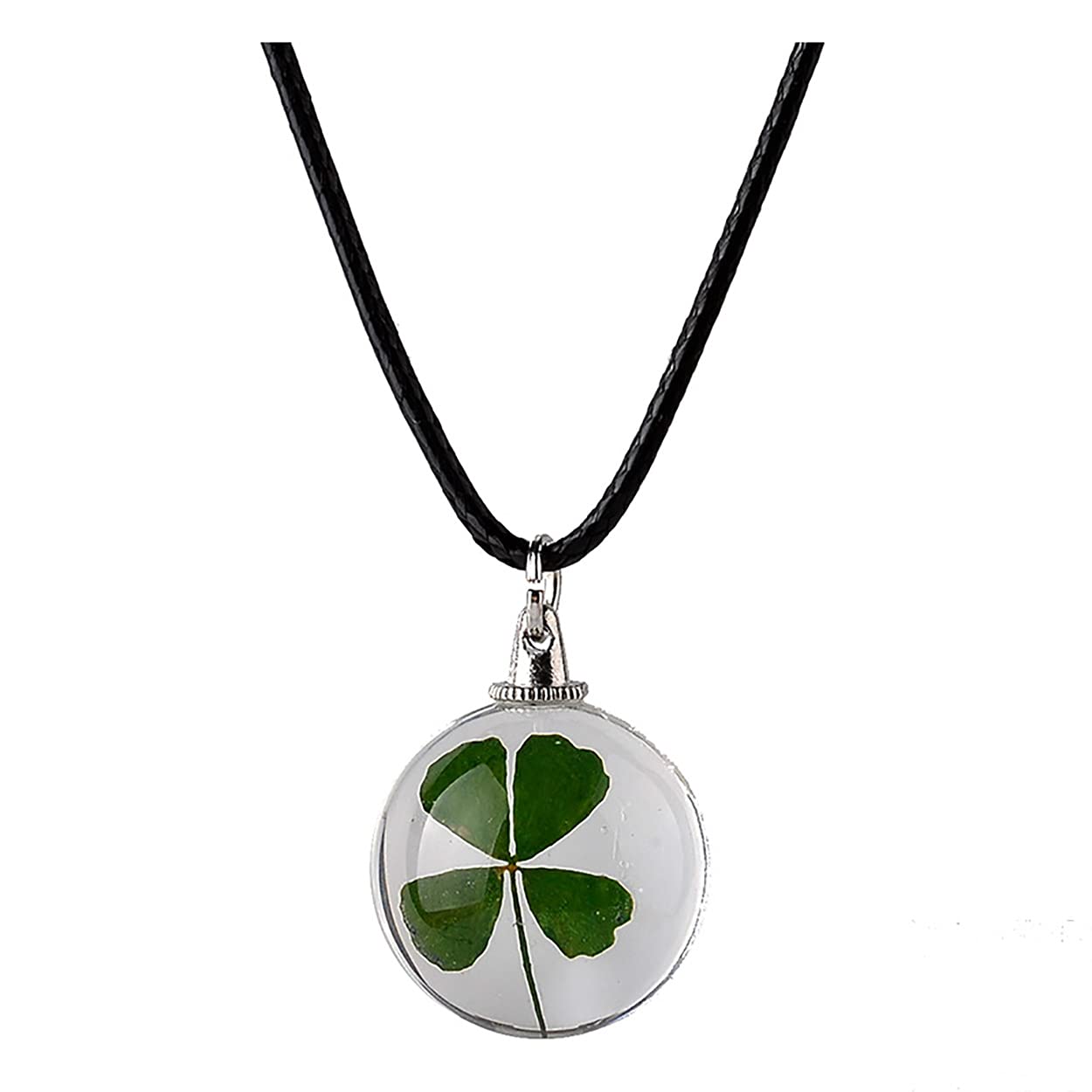 TBOP Jewellery Four-leaf Clover Glass Flower Pendant Green Necklace For Women's