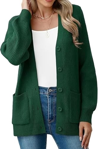 YGJIEGENG Cardigan Donna a Manica Lunga Lavorato a Maglia Cardigan