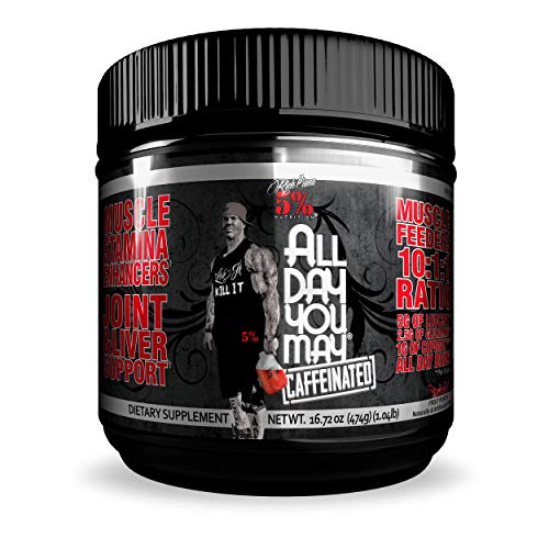 5% Nutrition - Rich Piana All Day You May Caffeinated (25 serv) Fruit Punch Pack Zonder borg, 500 g