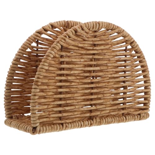 TOYANDONA Servilletero para Cocina y Comedor de Imitación Ratán Tejido, Color Pimienta Redondo, Soporte Plástico Robusto para Porta Toallas de Papel, Dispensador para Mesa y Uso Exterior, 1