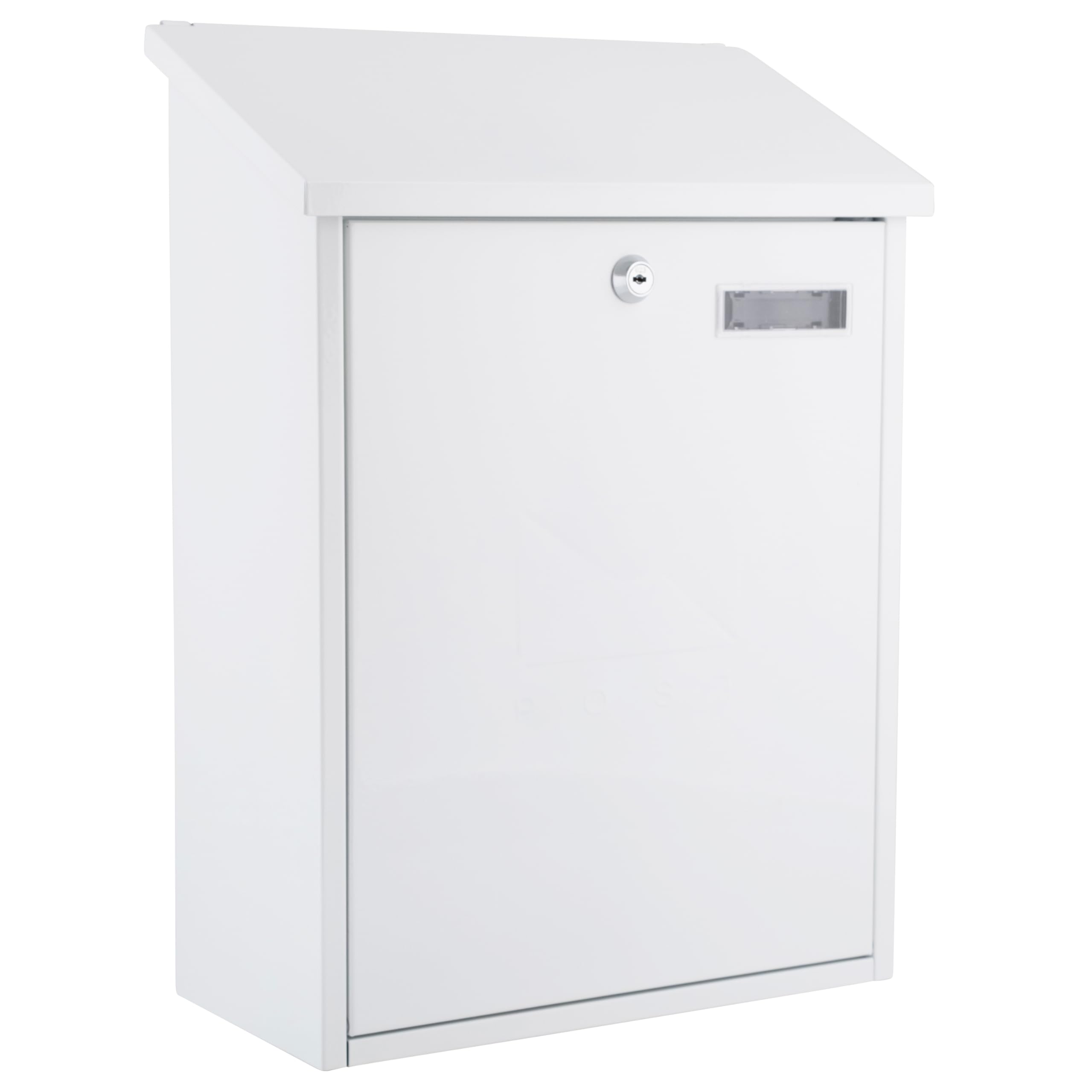 Burg-Wachter MB04 White Grand Wall Mounted Galvanised Steel Lockable Weatherproof Post Box - 33x45x15cm