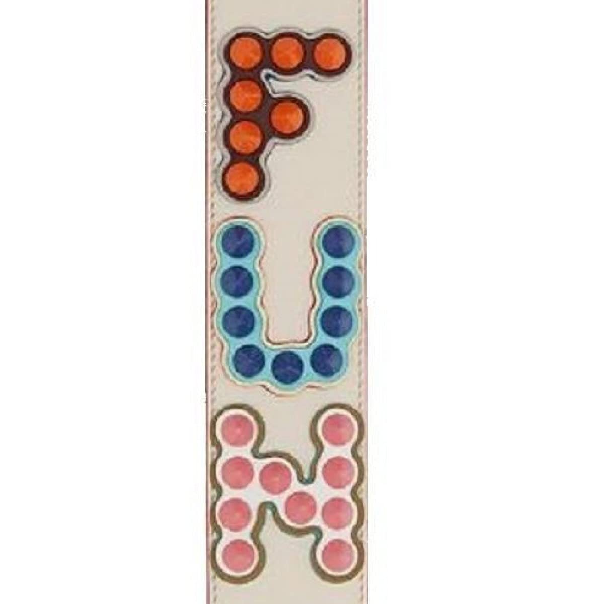 Fendi Taupe Leather Shoulder Strap with Multicolor Geometric Studs Fendi Taupe Leather Studded Strap You Shoulder Bag Strap  main image 3