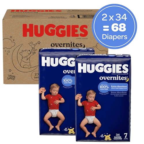 huggies size 7 overnites baby diapers overnight diapers size 7 41 lbs 68 ct 2 packs of 34 packaging may vary
