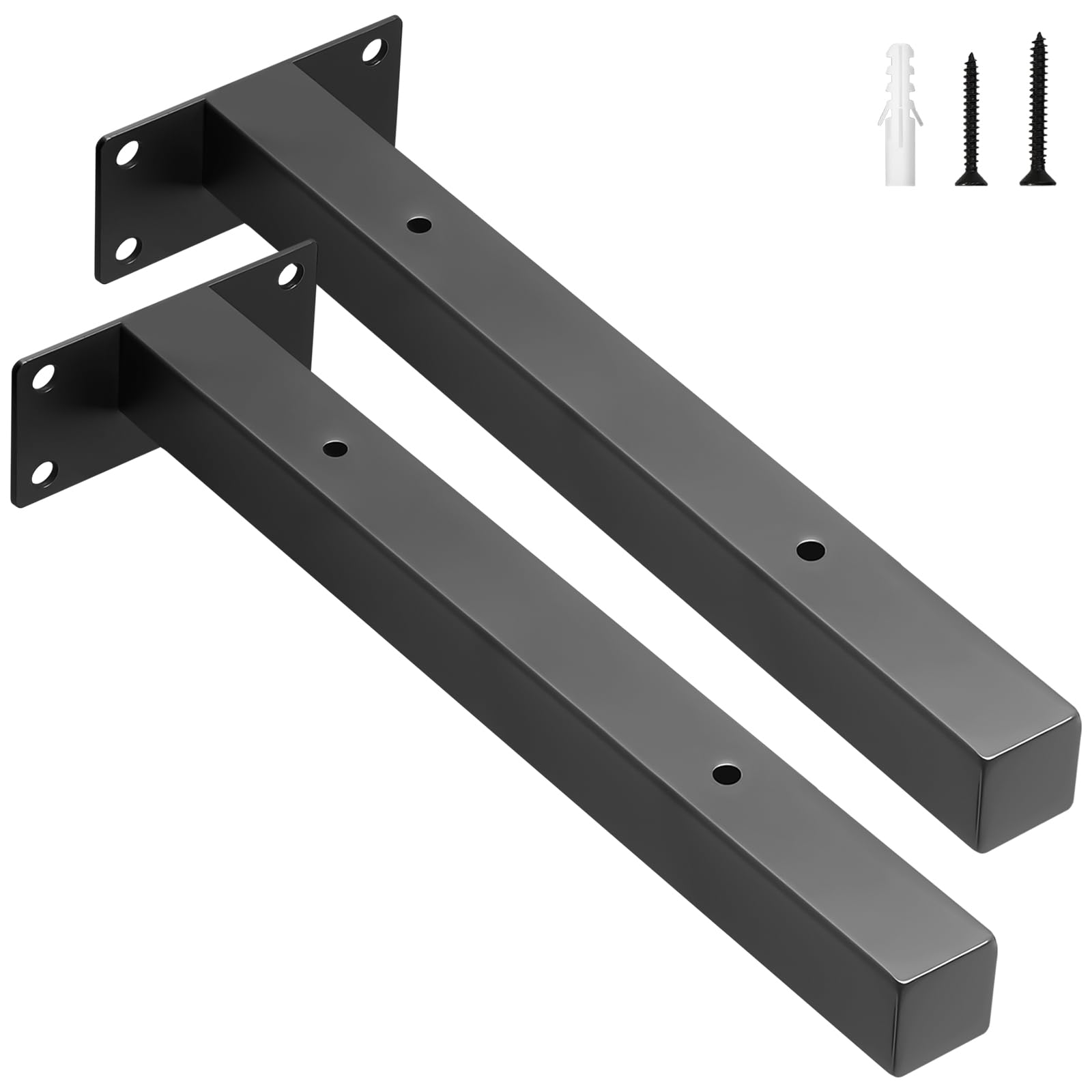 scicent 2 Pack Scaffold Board Shelf Brackets, 50KG Capacity, Hollow Design, Wall Brackets for Shelves (Black 25cm) โ image 1