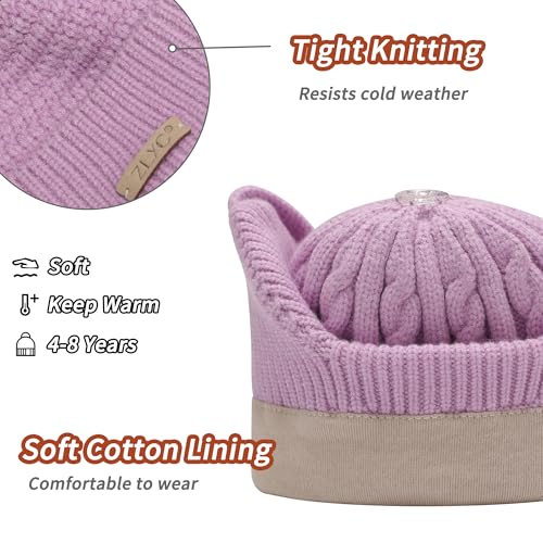 ZLYC Kids Girls Boys Winter Hats Cotton Lined Pom Pom Beanie Earflap Knitted Cap4