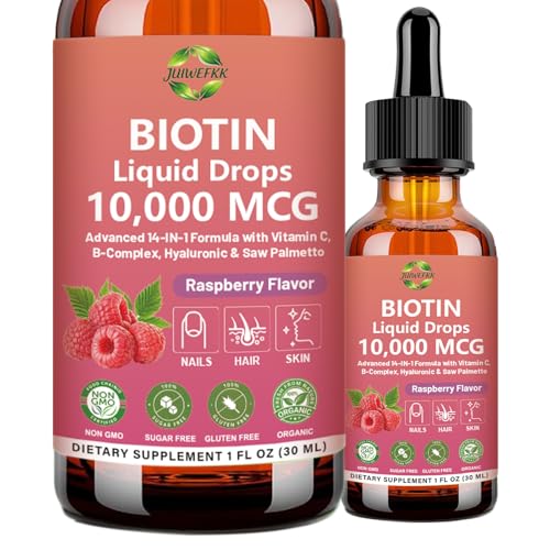 Pure Biotin 10000mcg Liquid Drop Hair Skin & Nails Vitamins Support