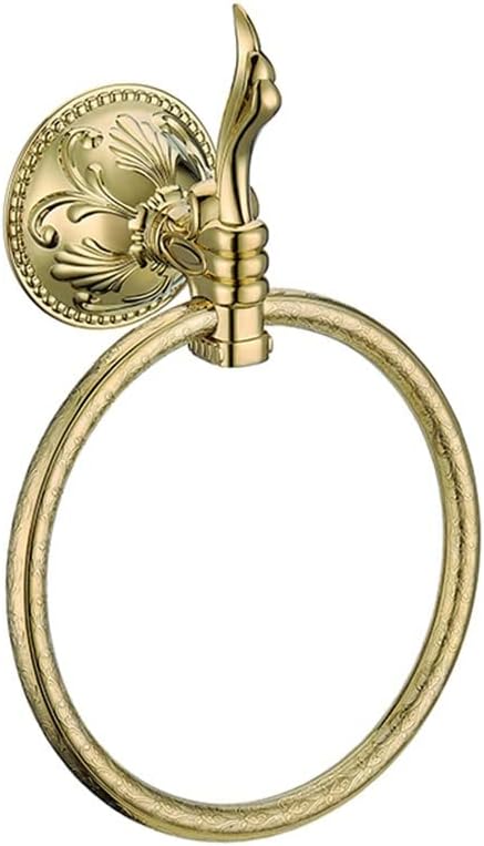 Towel Holder Bathroom Accessories Wall Mount Towel Ring, Toilet Paper Holder, Soap Dish, Toothbrush Cup Holder, Bathroom Hardware Set Gold Color Towel Hanger (Color : Paper Holder) (Towel Ring)