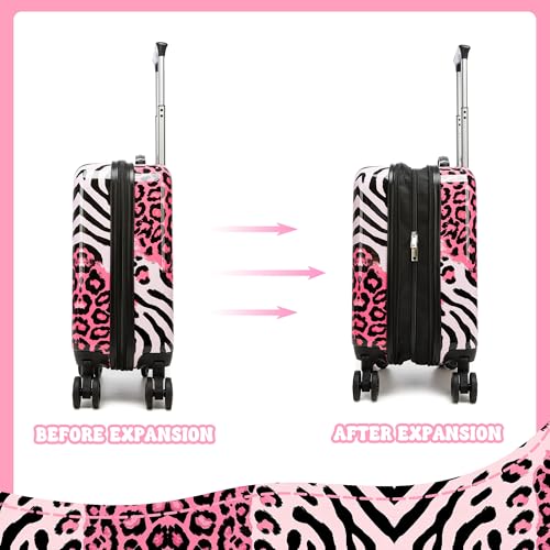 Image of Kid's Luggage Set 2 Piece Suitcase Set Hardside Luggage with Spinner Wheels Girls Carry on Toddler Travel Rolling Suitcase with Neck Pillow Airline Approved