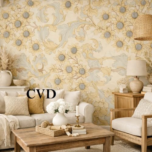 Image of CVD 3D Cream Wallpaper | Peel & Stick Self Adhesive Wallpaper | Waterproof & Removable | Home Decor for Bedroom, Living Room & TV Wall (70 x 70 cm, Approx. 5.8 Sq. Feet, 1 Piece)