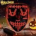 Produktbild Sinwind LED Purge Maske, The Purge Maske, Halloween Maske LED, Leuchtende Maske, LED Mask mit 3 Blitzmodi für Party Halloween Fasching Karneval Kostüm Cosplay Dekoration (Rot)