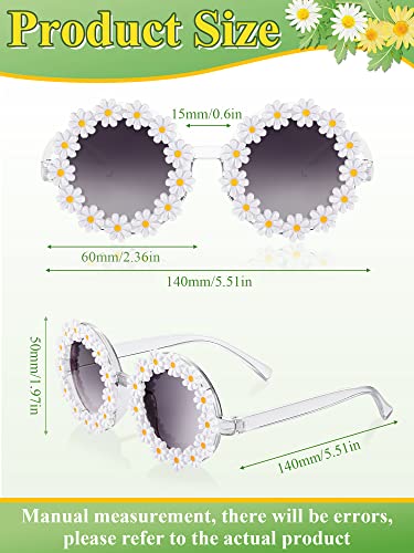 Dunzy 6 Pack Daisy Flower Sunglasses for Women Retro Hippie Round Glasses 70s Disco Groovy Sunglasses for Party Costume Accessories, 6 Colors2
