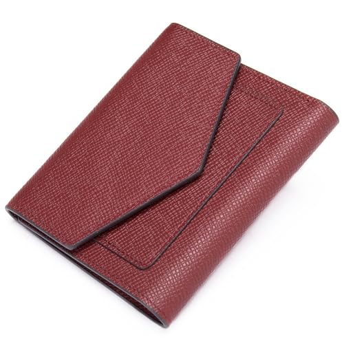 Men's Wallet Men's Short Leather Business Wallet for Party，Travel(Red)
