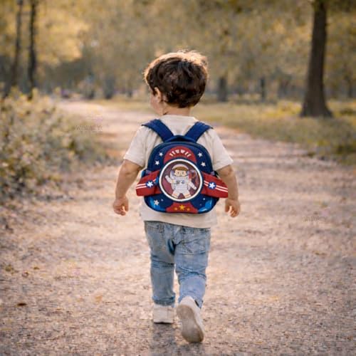 Image of WISHKEY Kids Bag for Boys & Girls (2-5 Years) Space Design Toddler Backpack with Safety Leash Chest Buckle & Adjustable Straps Water Resistant Lightweight Small Picnic Travel Bag Dark Blue