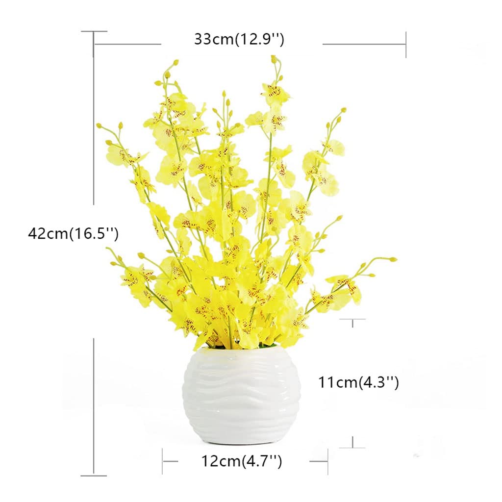 Künstliche Blumen Seide Tuch Künstliche Blume 3 Bündel Tanzen Orchidee mit Vase Hochzeit Dekoration Blumenstrauß Getrocknete Blumen Set Künstliche Blumen wie Echt