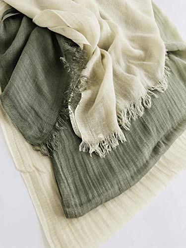 GERINLY Two Tone Linen Scarf Wraps Basic Textured Scarf Hemp Shawl4