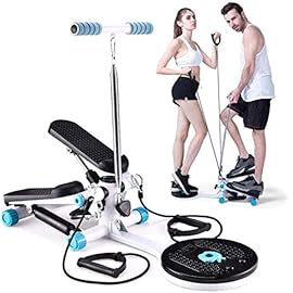 WERCHW Stepper for Exercise Workout, Stair Step Machine for Home Use with Handle and Resistance Bands, 220 Lbs Capacity Waist Fitness Twister Step Machine (Color : Blue)