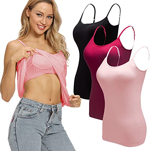 Image of Ibeauti Womens Camisoles Tops with Built in Padded Bra Basic Breathable Tank Top