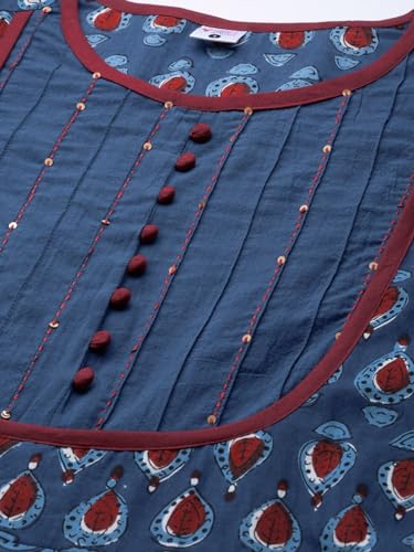 Image of Yash Gallery Women's Cotton Relaxed Fit Anarkali Kurta