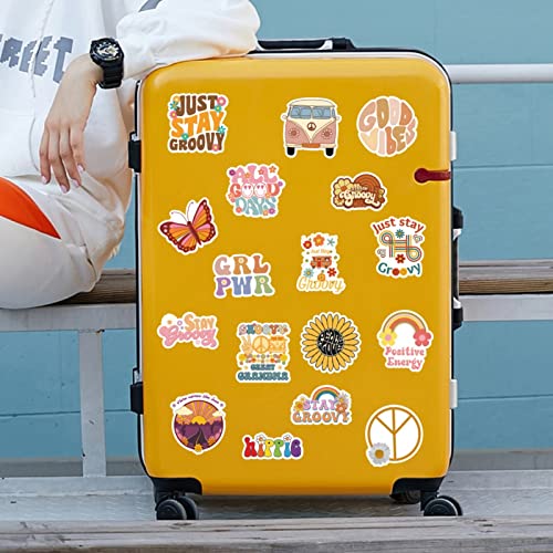 Maiousu Store 100Pcs Groovy Hippie Stickers, Boho Rainbow Daisy Butterfly Flower Themed Self Adhesive Decals Vinyl Waterproof Stickers For Water Bottle Laptop Luggage Helmet Skateboard Snowboard Guitar Scrapbook Phone Gifts For Teens Girls Kids Adult #TOP3