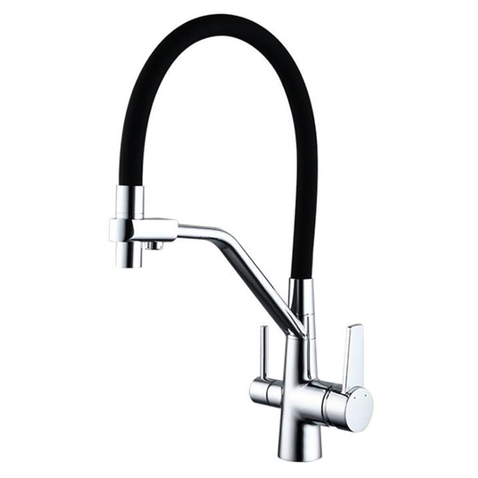 Evier de cuisine dynamique grace au mitigeur pivotant chrome avec eau pure integree
