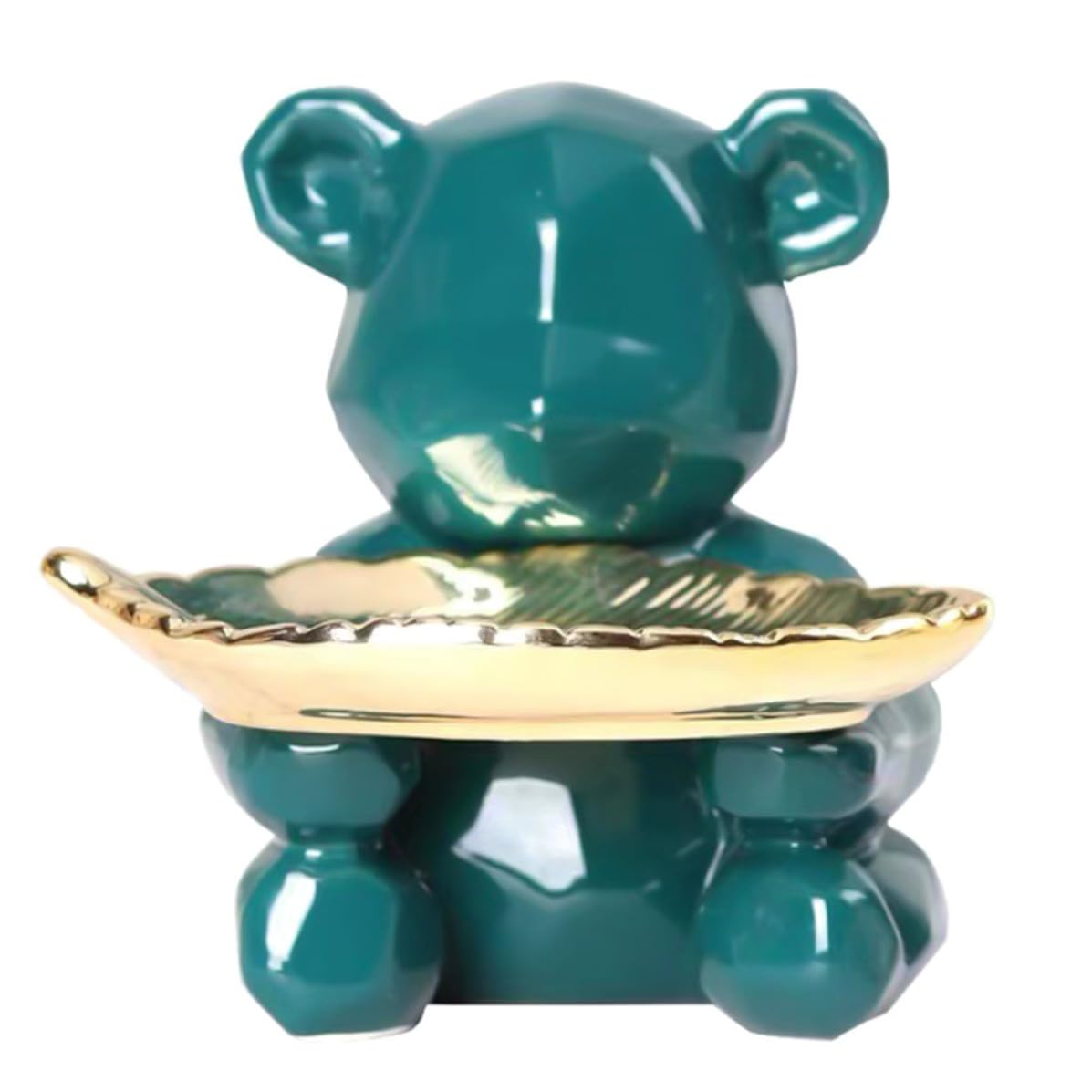 Beaupretty Bandeja de Cerámica para Joyas Forma de Oso, Verde Nórdica
