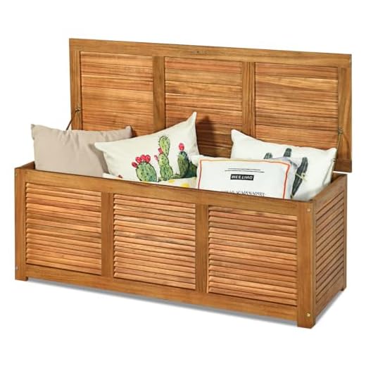 HOMASIS 178L Coffre de Rangement Extérieur en Bois,Banc de Stockage avec Couvercle,Boîte de Rangement pour Jardin, Balcon,Terrasse,Entrée,Charge 150KG 120x45x45cm