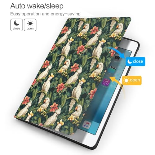Étui compatible avec iPad 9e/8e/7e génération étui folio perroquet blanc iPad 10.2 - 3