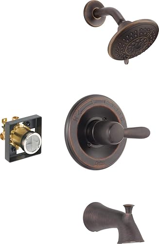 Miniatura 27 de Delta Faucet Lahara Serie 14 - Kit de molduras para bañera y ducha de un solo mango, grifo de ducha con cabezal de ducha de 5 pulverizaciones